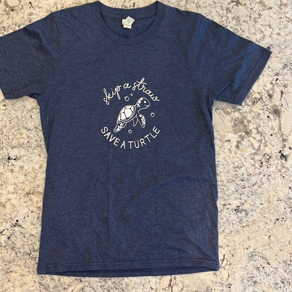 Women small t-shirt- Skip a Straw,  Save a Turtle